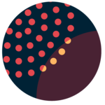 Brown circle icon with light and dark orange dots